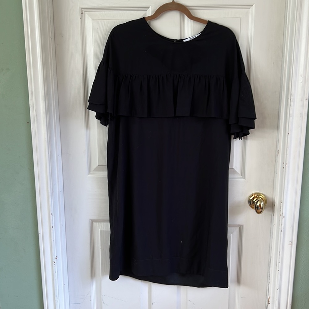 Stockholm & Atelier & Other Stories black shift dress Ruffle top & sleeves Sz 12